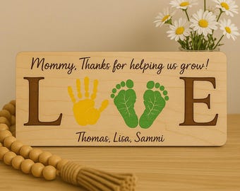 DIY Handprint & Footprint Sign for First Mother’s Day Gift - Baby's First Mother's Day Footprint Art for Celebrate New Mom - Handmade Gift
