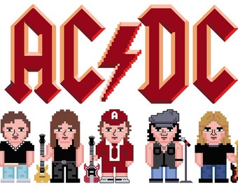 AC/DC Cross Stitch Pattern