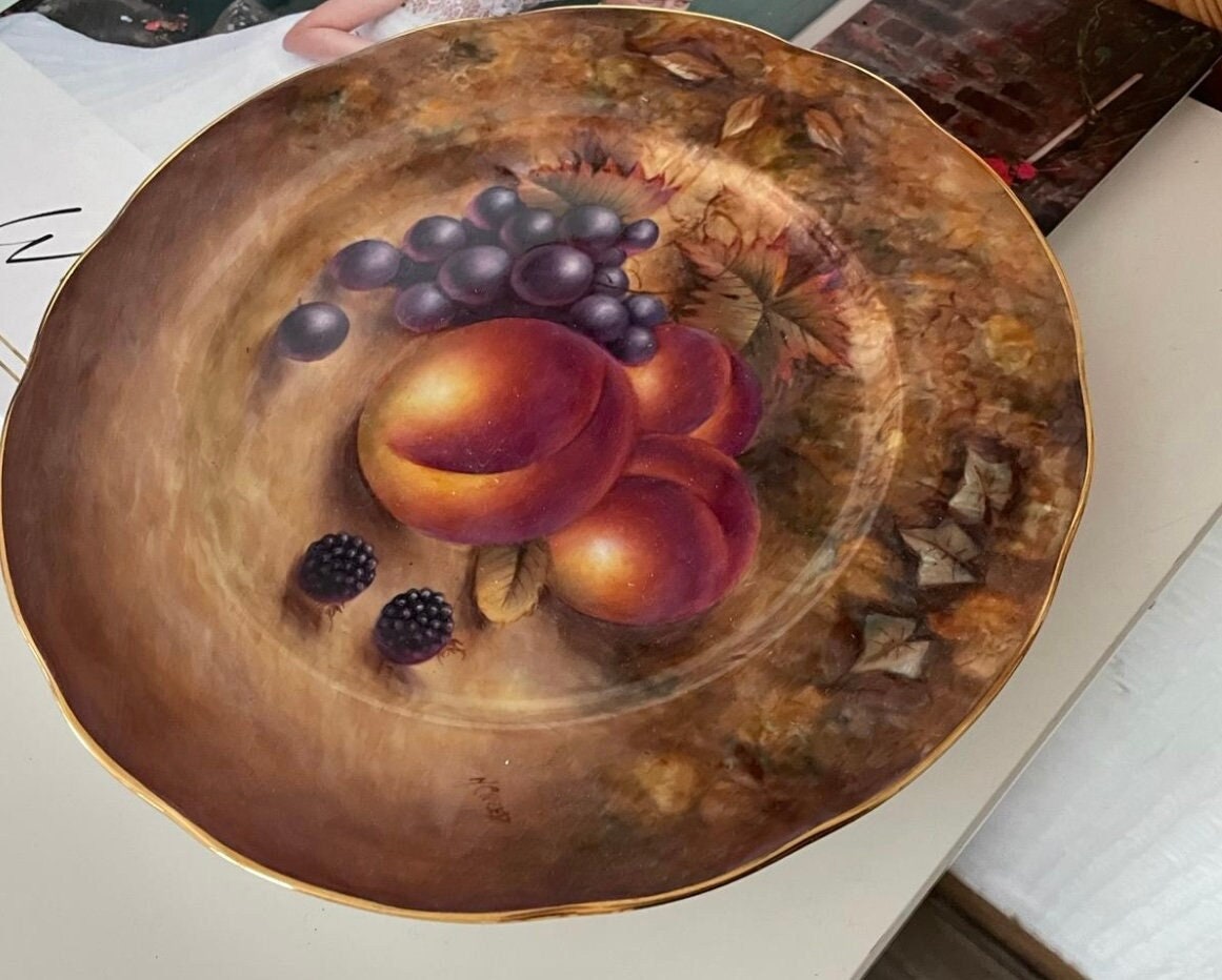 Royal Worcester Hand Painted Fruit Plate With Matching Painting in