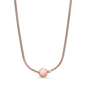 Collier minimaliste à breloques Pandora en argent sterling S925, collier chaîne serpent Pandora Moments, collier de tous les jours, cadeau pour elle Rose gold