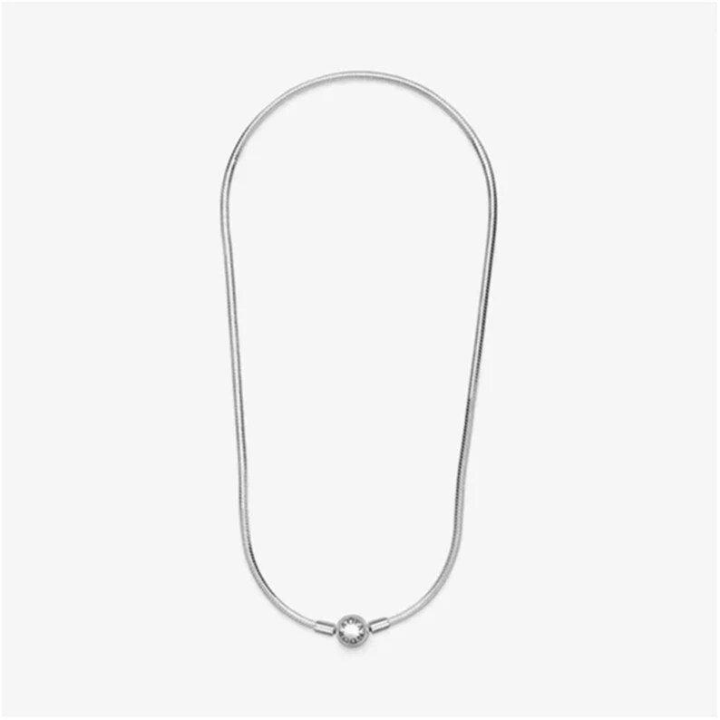 Collier minimaliste à breloques Pandora en argent sterling S925, collier chaîne serpent Pandora Moments, collier de tous les jours, cadeau pour elle image 4