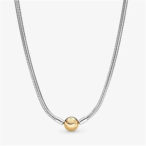 Collier minimaliste à breloques Pandora en argent sterling S925, collier chaîne serpent Pandora Moments, collier de tous les jours, cadeau pour elle Gold