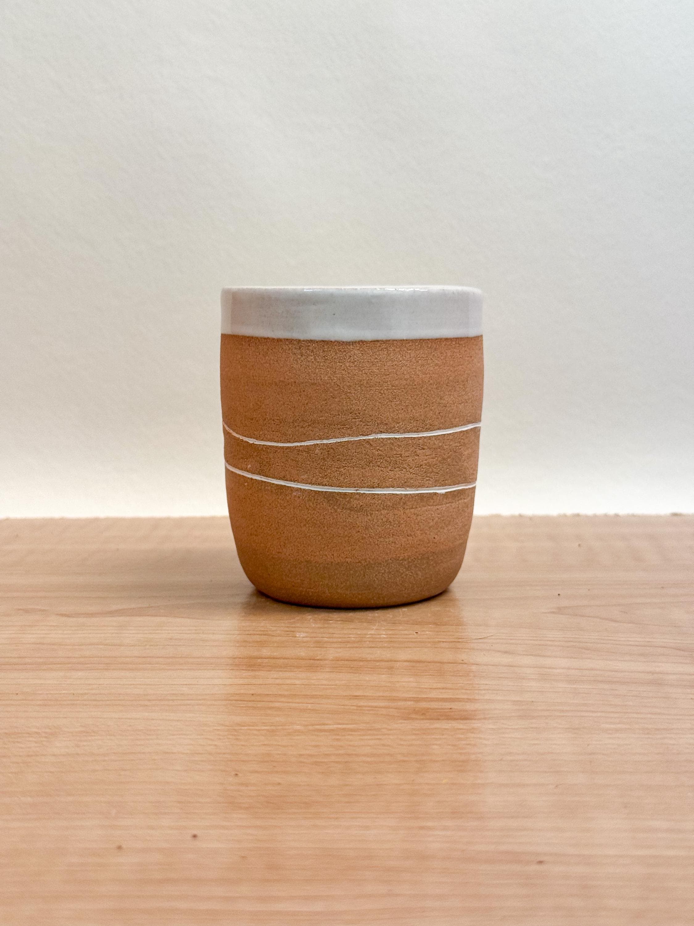 Handmade Ceramic Tumbler| Minimal Stoneware Cup with Raw Clay | Espresso, Tea, or Coffee