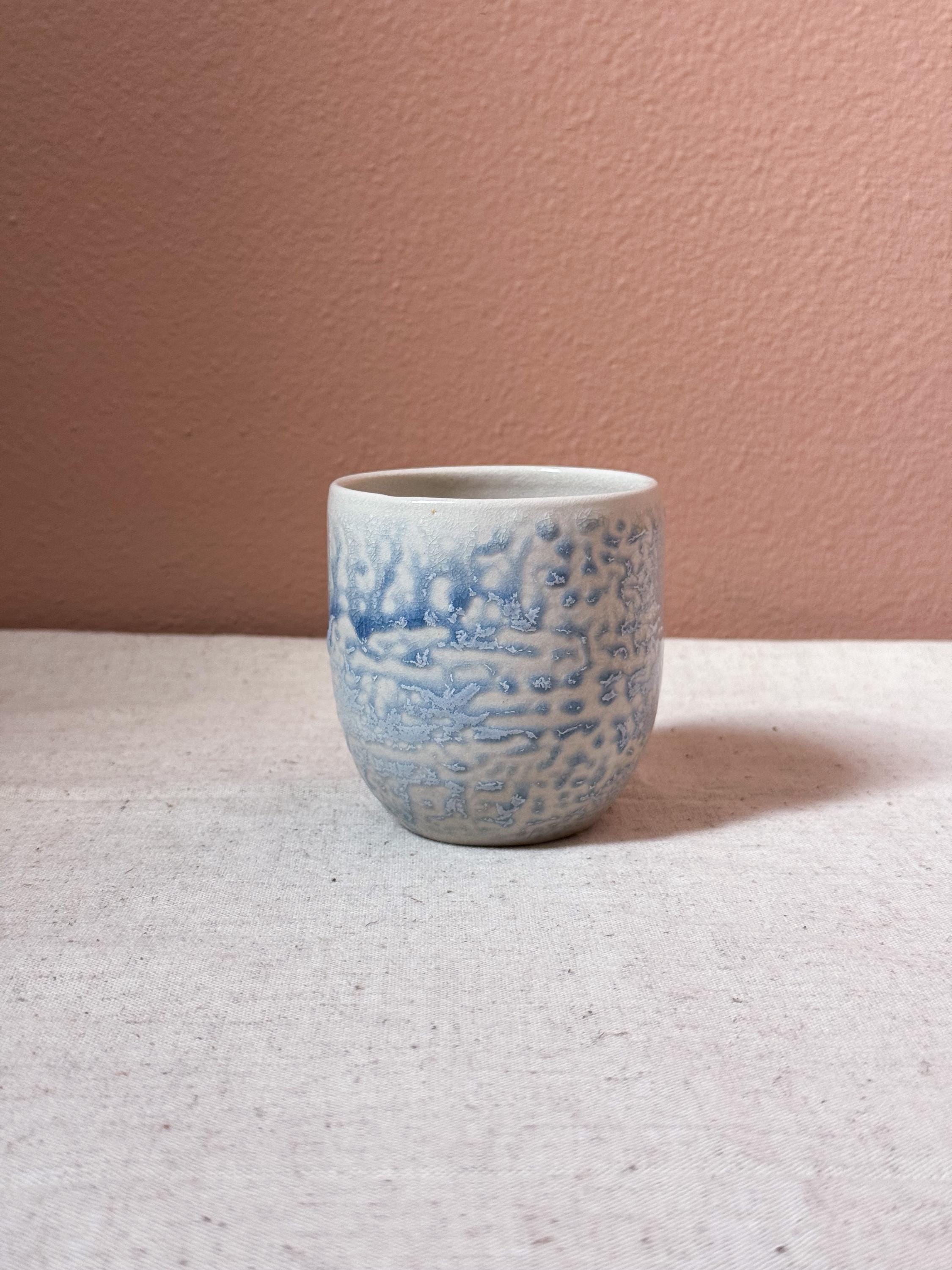 Handmade Textured Espresso Cup • Blue Crystalline Glaze Tumbler