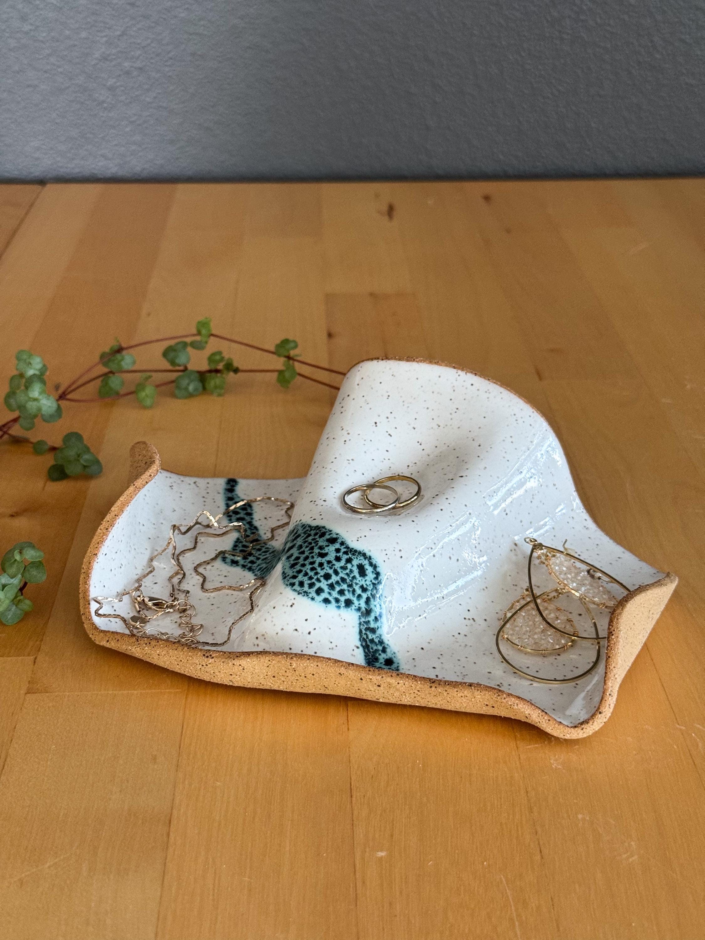 Handmade Wavy Ceramic Jewelry Tray – Organic Sculptural Trinket Dish/catchall