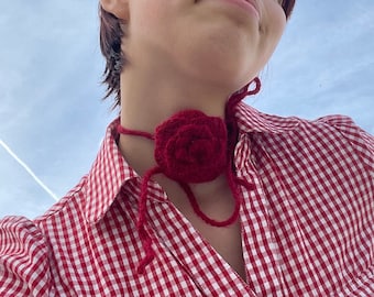 Crochet chocker flower rose