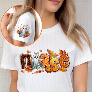 Halloween Nurse PNG, Halloween PNG, Nurse Png, Halloween Shirt Design, Spooky Png, Pumpkin Png, Spooky Nurse, Sublimation Design Download