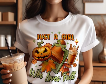 Design PNG "Pumpkin Spice Fall Girl": download digitale per maglietta autunnale