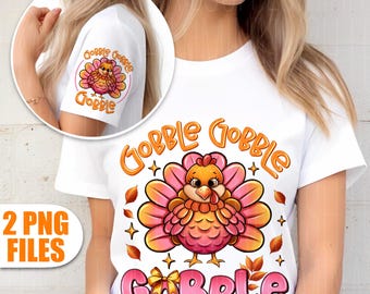 Thanksgiving Turkey PNG, Autumn T-shirt Design (Digital Download)