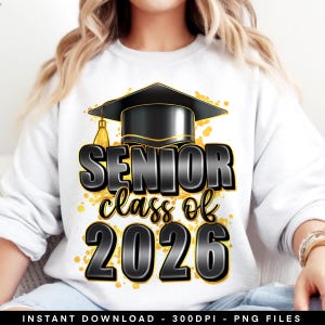 Senior 2026 Graduation PNG: High School/College Shirt Design (Digital Download)