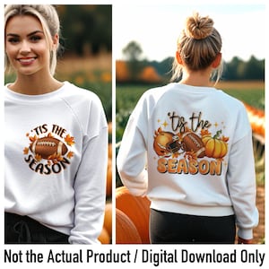 Tis&#39; the Season Png, American Football Png, Fall Season Png, American Football Halloween Png, Fall Png, Pumpkin and Football Png, Autumn Png