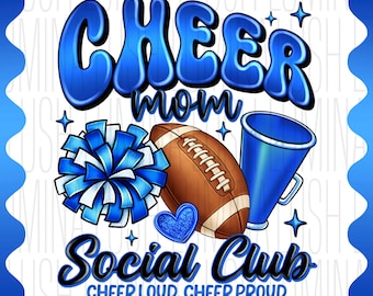 Cheer Mom Social Club PNG: Blue Team Mascot (Digital Download)