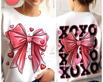 Valentine XOXO Bow PNG: Trendy Retro Design (Digital Download)