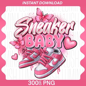 Sneaker Baby PNG, Pink Baby Sneakers Png, Sneaker Girl Pink and White Png, Sneaker Matching Baby Png, Baby Apparel Design, Kids Sublimation