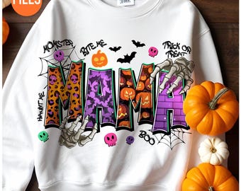 PNG de Halloween retro y espeluznante para mamá, diseño de camiseta de otoño (descarga digital)