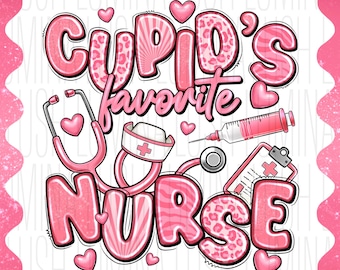 Cupido's favoriete verpleegster, png-bestand: Valentijnsdagsublimatieontwerp (digitale download)