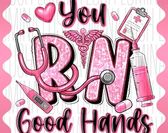 RN Good Hands PNG: Projekt sublimacji dla pielęgniarek (pobranie cyfrowe)