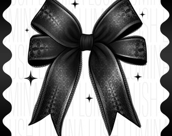 Halloween Black Bow PNG, Gothic Coquette, Retro Bat (Digital Download)