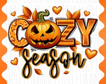 Cozy Season Pumpkin PNG: Fall Sublimation Design (Digital Download