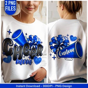 Cheer Mom PNG, Royal Blue Cheer Png, Cheerleading Design, Cheer Mom Life Png, Glitter Blue Cheerleader Png, Cheer Sublimation Design PNG