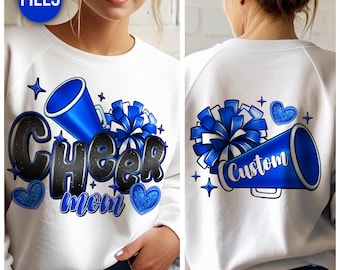 Royal Blue Cheer Mom PNG: Glitter Cheerleading Design (Digital Download)