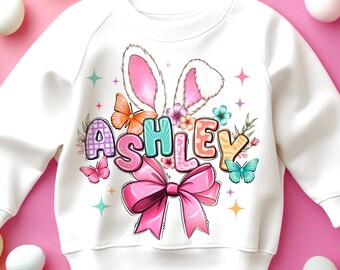 Nombre personalizado de Pascua (PNG), diseño de Pascua, lazo con nombre de Pascua, regalo de Pascua para niñas (PNG), diseño de Pascua personalizado por sublimación