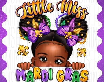 Little Miss Mardi Gras Png, Preppy Mardi Gras Png, Fat Tuesday Png, Louisiana Beads Png, Fleur De Lis Png, Afro Girl Png, Little Black Girl