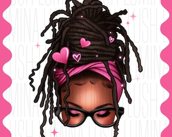 Afro Messy Chignon PNG: Donna nera con dreadlocks (Download digitale)