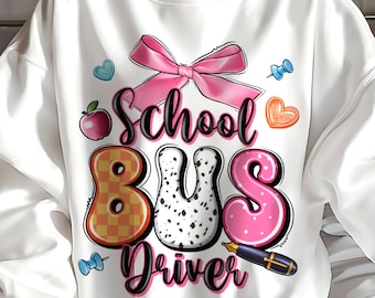 Preppy School Bus Driver PNG: Sublimation Design (Digital Download