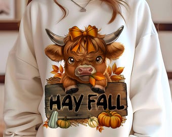Herbst Kuh PNG - Kürbis, Heu, Herbst Shirt Design (Digitaler Download)