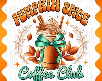 Retro Pumpkin Spice Latte PNG, Fall Shirt Design (Digital Download)
