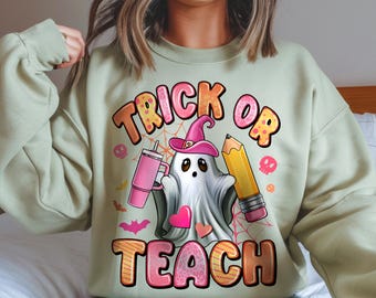 Halloween Teacher Ghost PNG: Trick or Teach Design (Digital Download)