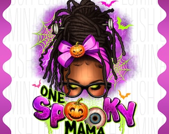 Spooky Mama Afro Bun PNG, Halloween Sublimation (Digital Download)