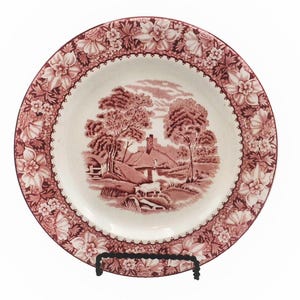 Colonial Pink (Light Weight) by Wood & Sons Exclusively for Jones Mcduffee and Stratton Red Transferware