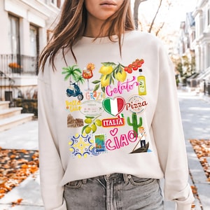 Italian Aesthetic Sweatshirt, Holiday Ciao Unisex Italy Graphics, Italy Lovers Gift Vacation Travel Pullover, Amalfi Coast La Dolce Vita