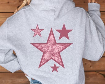 Sudadera con capucha de estrella Toile de Jouy Sudadera con capucha estética de estrella Sudadera con capucha femenina Sudadera con capucha de estrella con gráficos Y2K Sudadera con capucha estética de niña Sudadera con capucha Toile De Jouy rosa