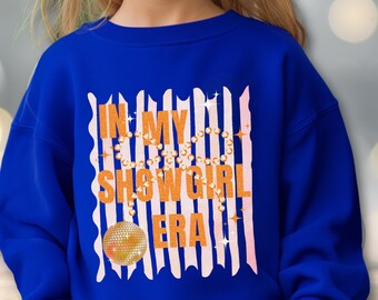 In My Showgirl Era Youth Sweatshirt, Country Music Crewneck, Concert Party Sweater, Retro Western Cowgirl, Kids Showgirl Graphic Sweatshirt