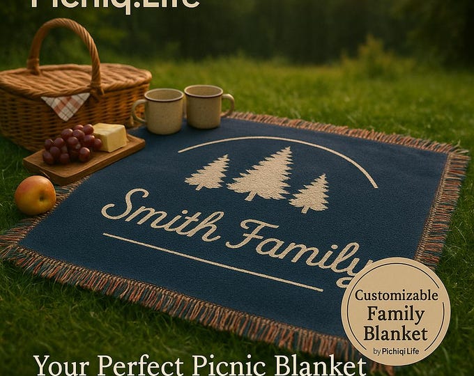Custom Woven Picnic Blanket - Personalized Outdoor Blanket, Family Gift, Custom Throw Blanket, Photo Bedspread, Unique Home Decor