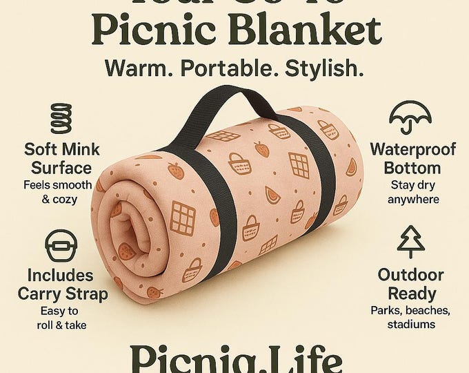 Picnic Blanket, Cute Outdoor Blanket, Beach Mat, Picnic Rug, Park Blanket, Family Outing, Summer Essential