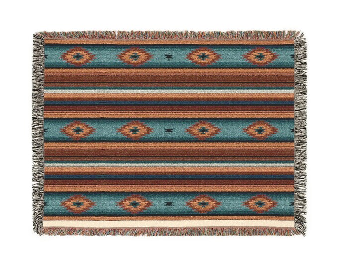 Boho Woven Blanket, Mexican Throw Blanket, Cozy Home Decor, Southwest Style Tapestry, Festival Camping Rug