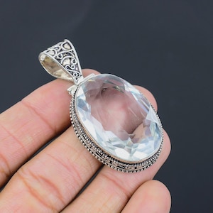 White Topaz Gemstone 925 Sterling Silver Pendant, Handmade Jewelry, Gemstone Pendant Necklace Jewelry, White Topaz Pendant, Gift For Women&#39;s