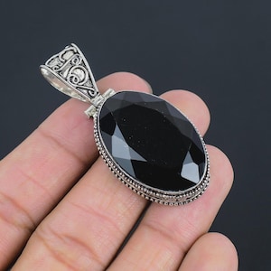 Black Spinel Gemstone 925 Sterling Silver Pendant, Handmade Jewelry, Gemstone Pendant Necklace Jewelry, Black Spinel Silver Jewelry For Gift