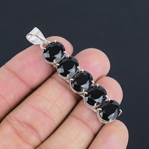 Black Spinel Gemstone Pendant | 925 Sterling Silver Pendant Necklace | Handmade Pendant | Black Spinel Jewelry | Christmas Gift For Mother