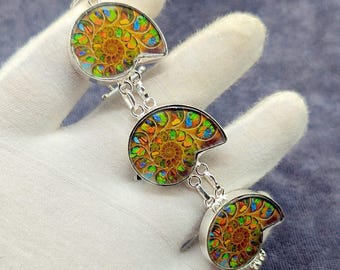 Rainbow Ammolite in Ammonite Bracelet 925 Sterling Silver Handmade Bracelet Gemstone Decent Jewelry Ammonite Fossil Bracelet Gift For Mother