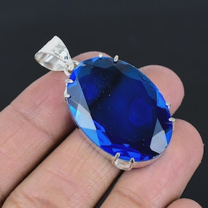 Tanzanite Silver Pendant, 925 Sterling Silver Pendant, Handmade Jewelry Pendant, Antique Pendant, Tanzanite Oval Gemstone Pendant For Gifts