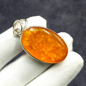 Handmade Baltic Amber Pendant: 925 Sterling Silver Gemstone Jewelry