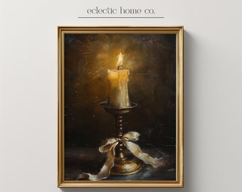 Printable Vintage Candle Moody Wall Art, Dark Academia Decor Downloadable, Gothic Witchy Wall Art, Dark Aesthetic Digital Download Prints