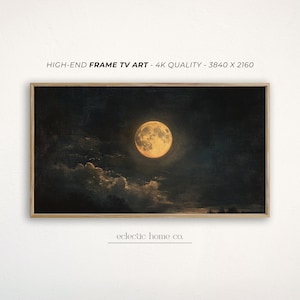 Samsung Frame TV Art Moody Vintage Moon Painting, Dark Cottagecore Art for The Frame TV, Digital Wall Art Celestial Witchy TV Art Frame