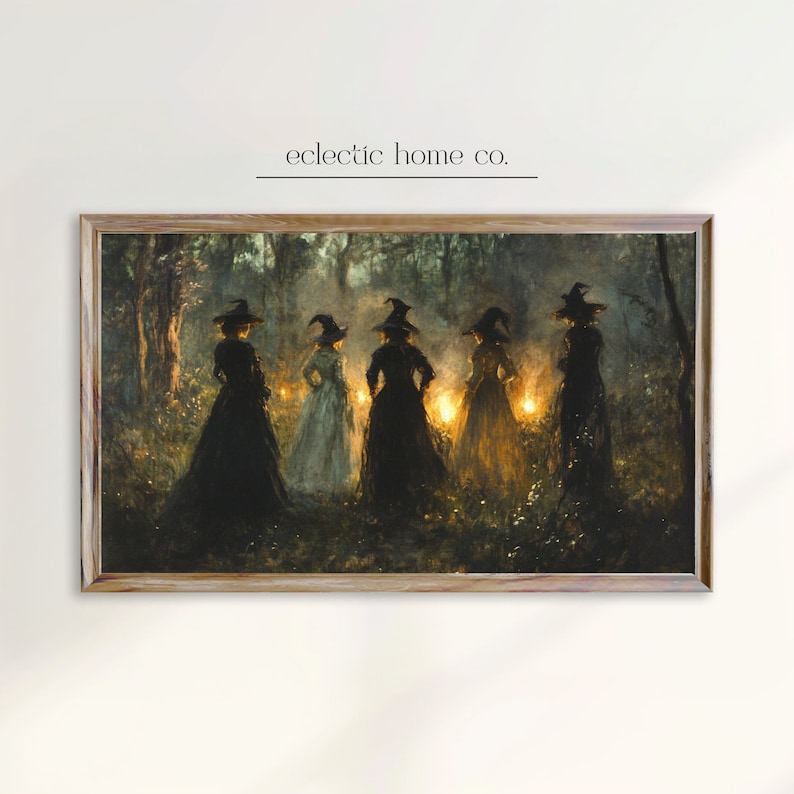 Frame TV Art Fall, Witch Coven Art, Autumn Painting, Moody Wall Art, Downloadable Art, Frame TV Art, Art for the Frame TV, Frame TV Art Vintage, TV Frame Painting, Samsung Frame TV Art, Dark Cottagecore, Witchy Frame TV Art, Country Cottage Halloween