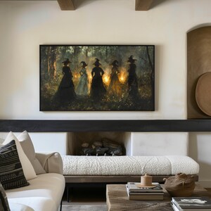 Frame TV Art Fall, Witch Coven Art, Autumn Painting, Moody Wall Art, Downloadable Art, Frame TV Art, Art for the Frame TV, Frame TV Art Vintage, TV Frame Painting, Samsung Frame TV Art, Dark Cottagecore, Witchy Frame TV Art, Country Cottage Halloween
